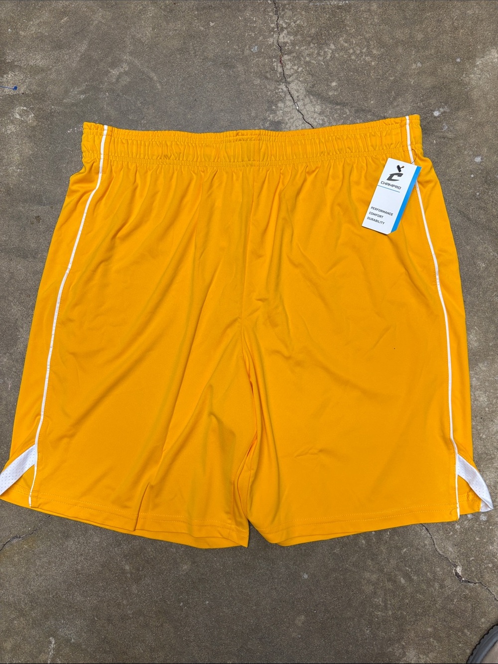 Champro Men’s size XL Athletic Shorts Yellow Gold White trim lightweight new